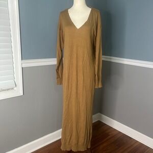 Stitchdrop Knit Sweater Dress Long Sleeve V-Neck Casual Maxi‎ Dress L